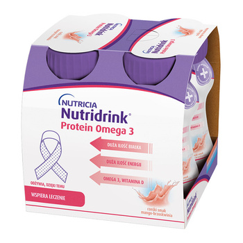 Nutridrink Protein Omega 3 o smaku mango-brzoskwinia, 4x125 ml