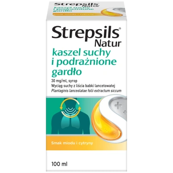 Strepsils Natur kaszel suchy i podrażnione gardło, 30 mg/ml Syrop, 100 ml