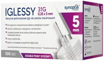 Iglessy Igły do penów insulinowych 31G 5 mm, 100 sztuk