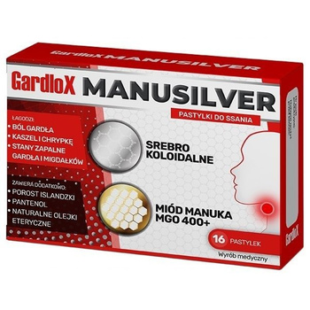 GARDLOX MANUSILVER x 16 pastylek do ssania 
