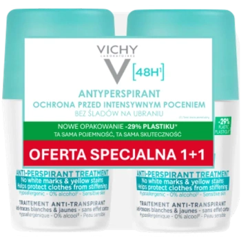 Vichy Dwupak Antyperspirant 48h Przeciw Śladom Na Ubraniach, 2 x 50 ml