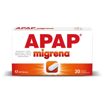 APAP Migrena 250+250+65mg, 20 tabletek powlekanych