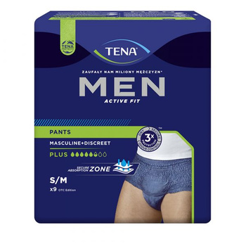 TENA Men Active Fit Pants Plus S/M Bielizna chłonna, 9 sztuk