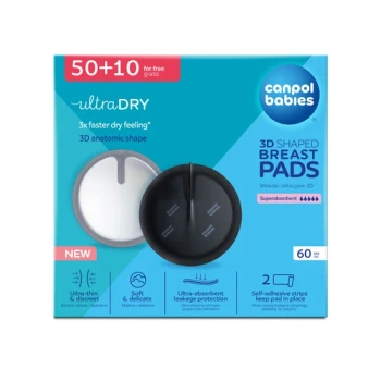 Canpol babies Oddychające ultrachłonne czarne wkładki laktacyjne 3D, 60 sztuk