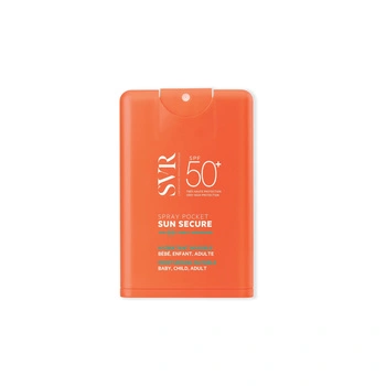 SVR SUN SECURE SPRAY Kieszonkowy, transparentny spray dla niemowląt,dzieci i dorosłych SPF 50+, 20ml