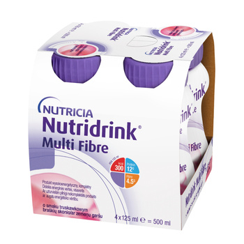 NUTRIDRINK MULTI FIBRE o smaku truskawkowym 4 sztuki x 125 ml 