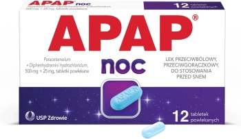 APAP Noc 500 mg + 25 mg, 12 tabletek powlekanych