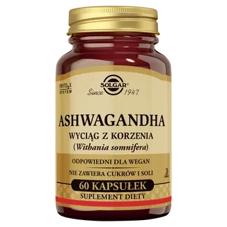 SOLGAR Ashwagandha, 60 kapsułek