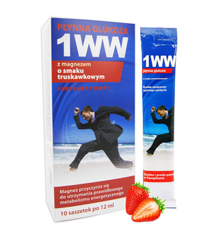1WW Płynna Glucoza smak truskawkowy, 10 saszetek po 12 ml
