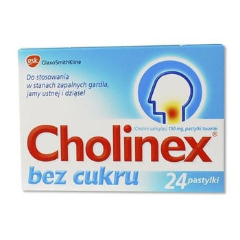 Cholinex bez cukru pastylki, 24 pastylki 