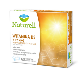 NATURELL Witamina D3+K2 MK-7 x 60 tabletek do ssania