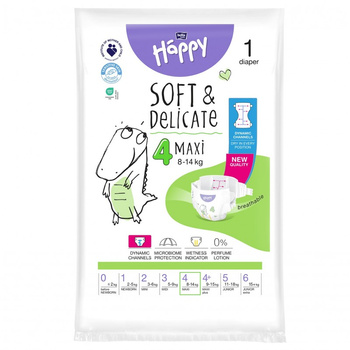 Bella Happy Soft&amp;Delicate Maxi (4) 8-14 kg Pieluszka z dynamicznymi kanałami, 1 sztuka