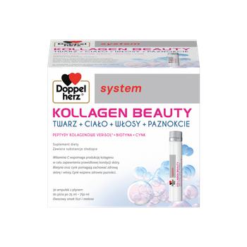 Doppelherz system Kollagen Beauty smak liczi-melon, 30 ampułek po 25 ml