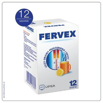 FERVEX (500 mg + 200 mg + 25 mg ) granulat o smaku cytrynowym, 12 saszetek
