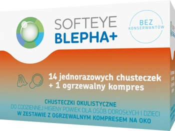 SOFTEYE BLEPHA + Chusteczki okulistyczne 14 sztuk + 1 ogrzewalny kompres