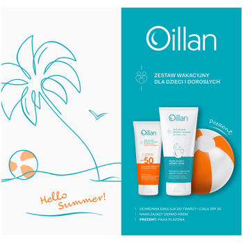 Oillan Zestaw Wakacyjny Emulsja Ochronna SPF 50 + Dermo-Krem 200 ml + Piłka Plażowa