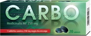 Carbo medicinalis MF 0,25 g 20 tabletek