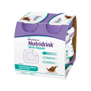 Nutridrink Skin Repair o smaku czekoladowym, 4x200ml