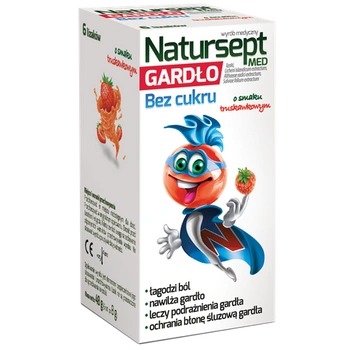 NATURSEPT MED GARDŁO lizaki bez cukru o smaku truskawkowym x 6 sztuk