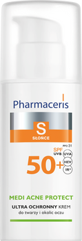 PHARMACERIS S Krem ochronny SPF 50+ dla skóry trądzikowej, mieszanej i tłustej 50ml