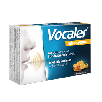 VOCALER miód cytryna, 24 pastylki do ssania