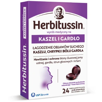 Herbitussin Kaszel i gardło, 24 pastylki do ssania 