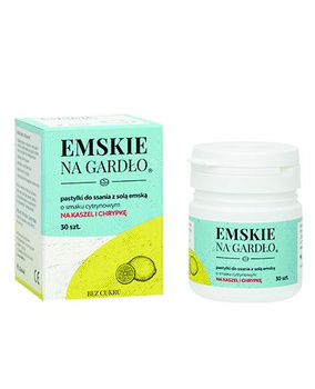 Emskie na gardło -pastylki do ssania o smaku cytrynowym, 30 sztuk