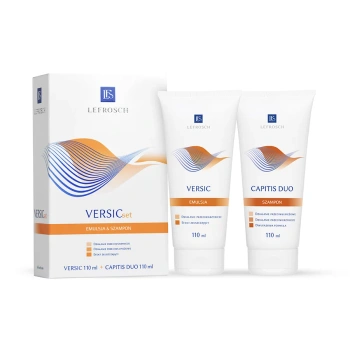Versic Set Emulsja przeciwgrzybiczo-złuszczająca + Szampon przeciwłupieżowy, 2 x 110 ml