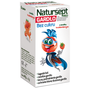 NATURSEPT MED GARDŁO lizaki bez cukru o smaku truskawkowym x 6 sztuk