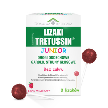 Tretussin Junior Lizaki o smaku malinowym, 8 sztuk