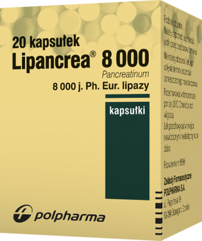 Lipancrea 8 000 j.m, 20 kapsułek dojelitowych