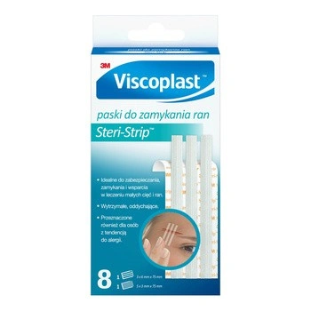 Viscoplast Steri-Strip™ Plastry do zamykania ran białe, 8 sztuk