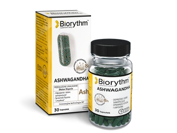 Biorythm Ashwagandha, kapsułki o przedłużonym uwalnianiu, 30 sztuk.
