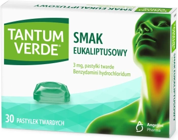 Tantum Verde smak eukaliptusowy, 30 pastylek