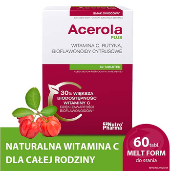 Acerola Plus tabletki ulegających rozpadowi w jamie ustnej, 60 sztuk