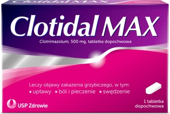Clotidal MAX tabletka dopochwowa,  Clotrimazol 500mg, 1 sztuka 