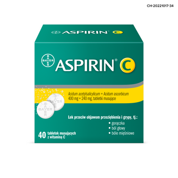 Aspirin C tabletki musujące 400mg+240mg x 40 sztuk 