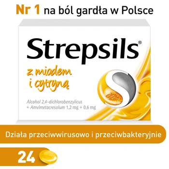 STREPSILS miód i cytryna, 24 pastylki