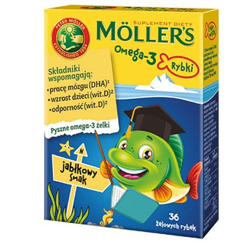 MOLLER'S OMEGA-3 RYBKI smak jabłkowy, 36 żelek