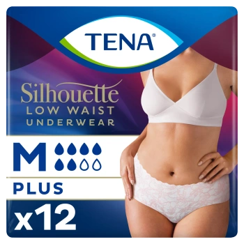 Tena Silhouette Plus White Rozmiar M (75-100cm) Majtki chłonne, 12 sztuk