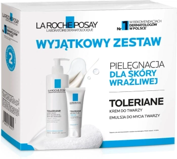 LA ROCHE-POSAY Toleriane Zestaw emulsja oczyszczająca + krem nawilżający