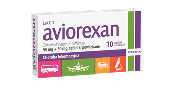 AVIOREXAN na chorobę lokomocyjną, 50mg+50mg, 10 tabletek