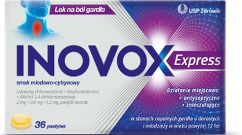 INOVOX EXPRESS o smaku miodowo - cytrynowym, 36 pastylek do ssania