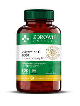 Witamina C 1000+Cynk i Czarny Bez, Zdrowie z Natury,100 kapsułek Vcaps