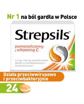 STREPSILS pomarańczowy z witaminą C x 24 pastylki