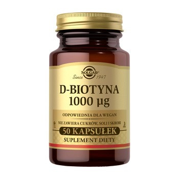 SOLGAR D-Biotyna 1000 μg, 50 kapsułek