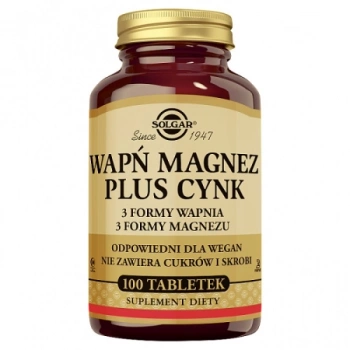 Solgar Wapń Magnez Plus Cynk, 100 tabletek