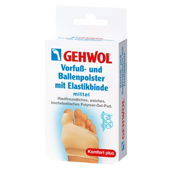 Gehwol Poduszka przeciwuciskowa do przedstopia i na halluksy z elastyczną opaską Średnia, 1 sztuka