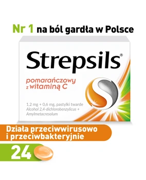 STREPSILS pomarańczowy z witaminą C x 24 pastylki