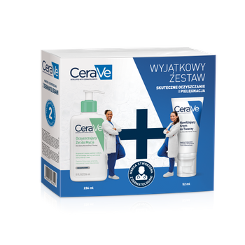 CERAVE Zestaw Oczyszczający żel do mycia 236 ml + Nawilżający krem do twarzy 52 ml